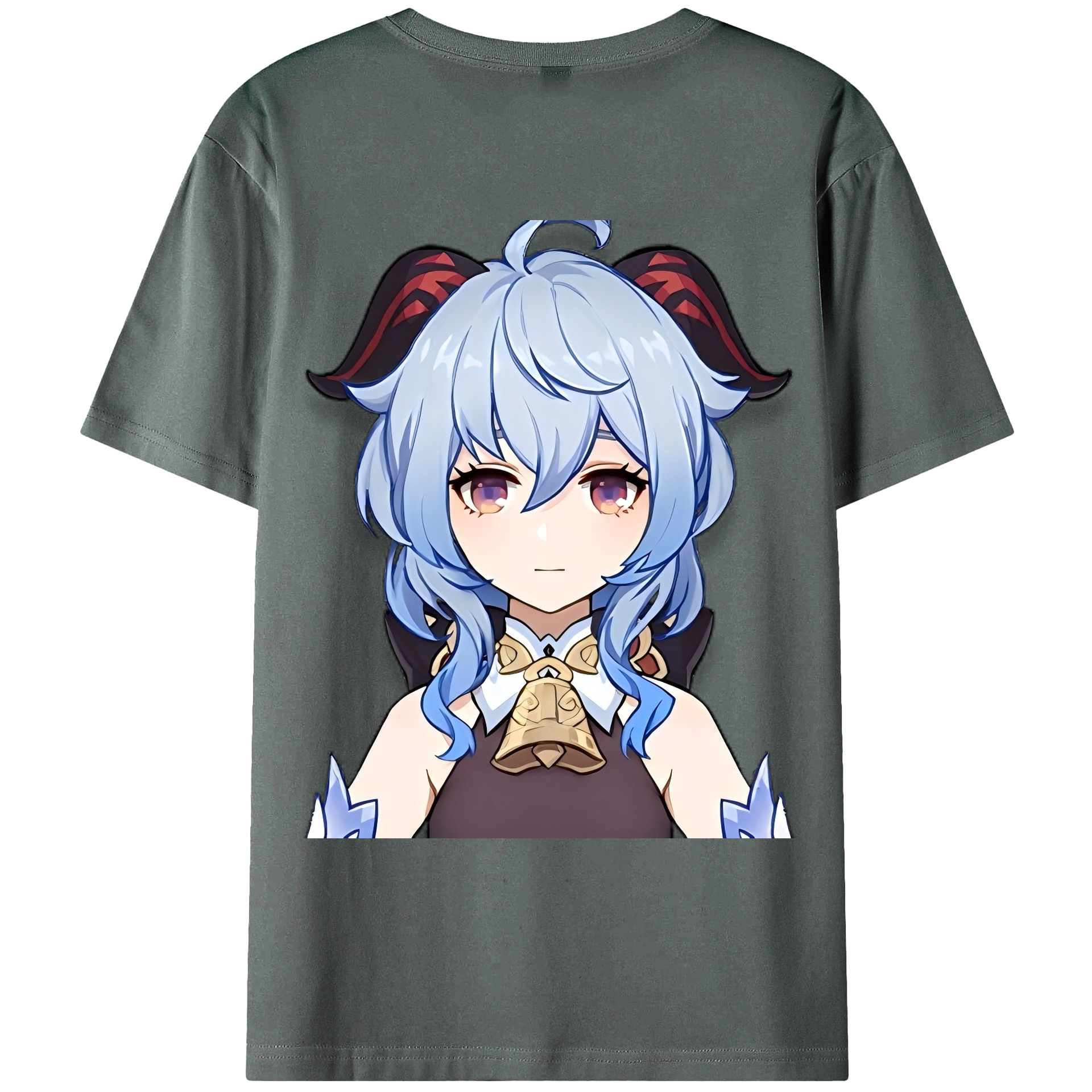 げんし神 甘雨 かんう genshin Ganyu 綿100％ メンズ半袖Tシャツ（バックプリント） 通気性